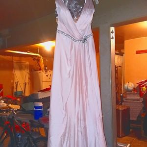 Blush, rhinestone embellished bows size 8